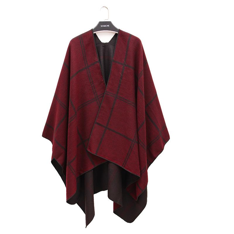 Ethnic Plaid Stripe Tassel Shawl: Versatile Warm Cloak for Autumn and Winter Photos 135