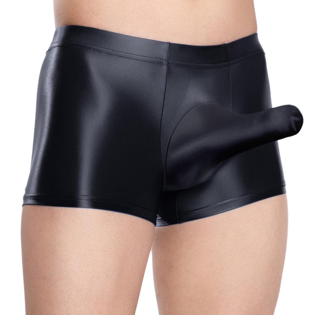 Herren Glänzende Atmungsaktive Unterwäsche Niedrige Leibhöhe Scheide Beutel Elastischer Bund Slips Bade-Schlaf-Shorts
