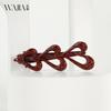 Wjia Ankola Red Metal Hairpin: Elegant Bow Duckbill Clip for Side Bangs and Accessories.