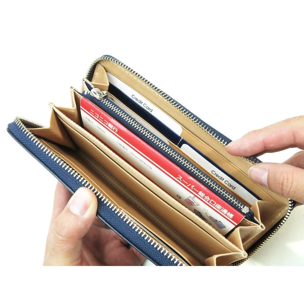 Baggy Port Rundum-Reißverschluss Lange Geldbörse, Indigofarbenes Leder mit geprägtem Paisley-Design, Rundum-Reißverschluss, ZYS-197 (blau)