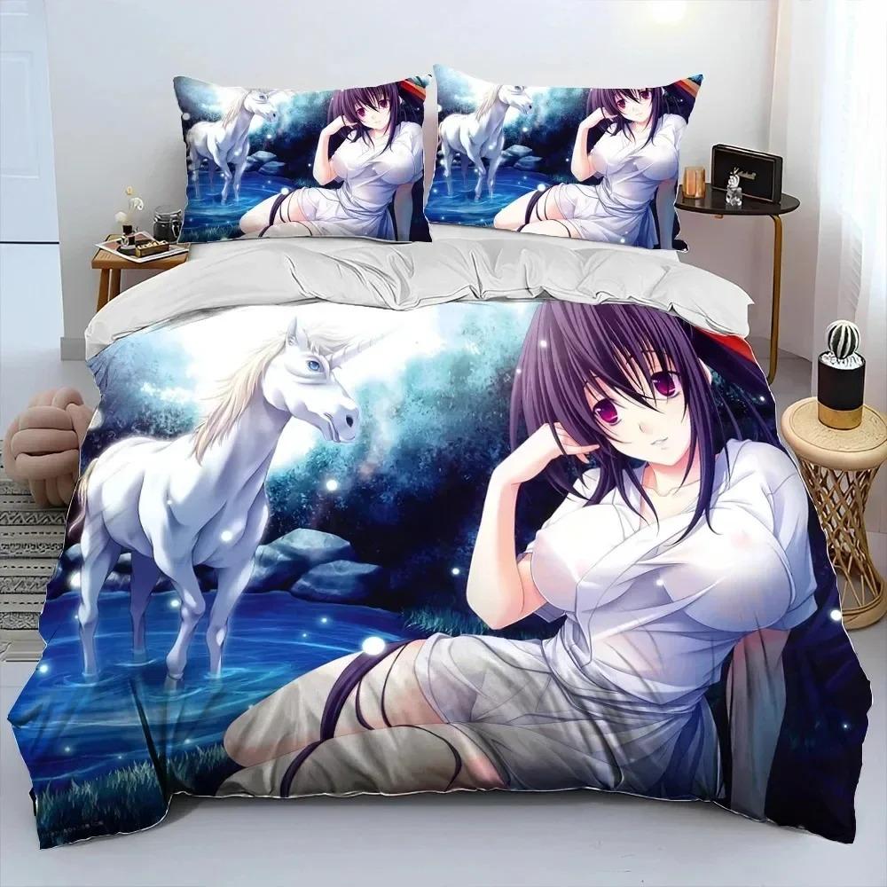 Sexy Girl High School DxD Anime Bedding Set Duvet Cover Bed Set Quilt Cover Pillowcase Comforter king Queen Size Boys Adult
