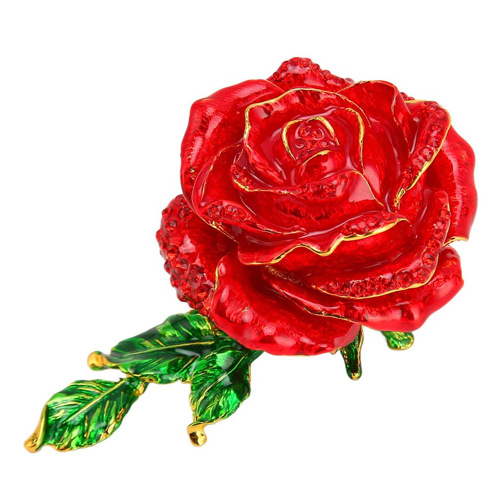 Scatola Portagioielli a Forma di Rosa Squisita Elegante Lucida Scatola Porta Anelli per Decorazione da Scrivania