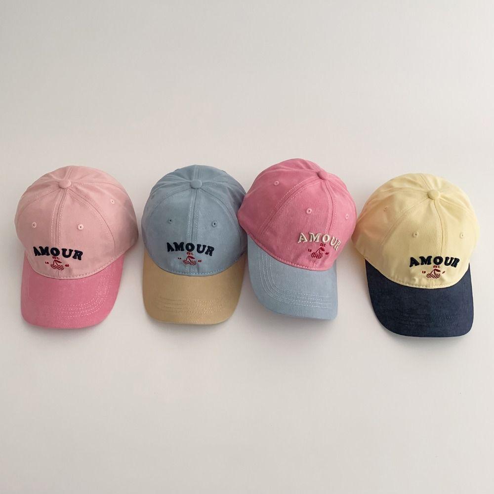 Multicolor Children Baseball Cap Letter Embroidered Sun Hat Duck Tongue Hat Outdoor Activities