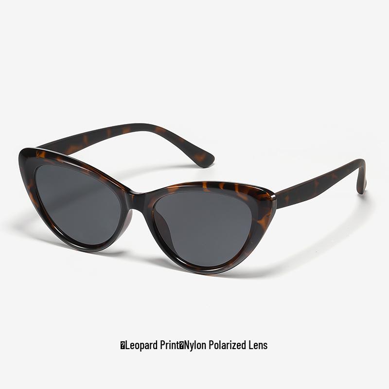 Korean Style Ink-Drip Cat-Eye Sunglasses for Women, High-End Nylon Polarized UV Protection, Face Slimming Design