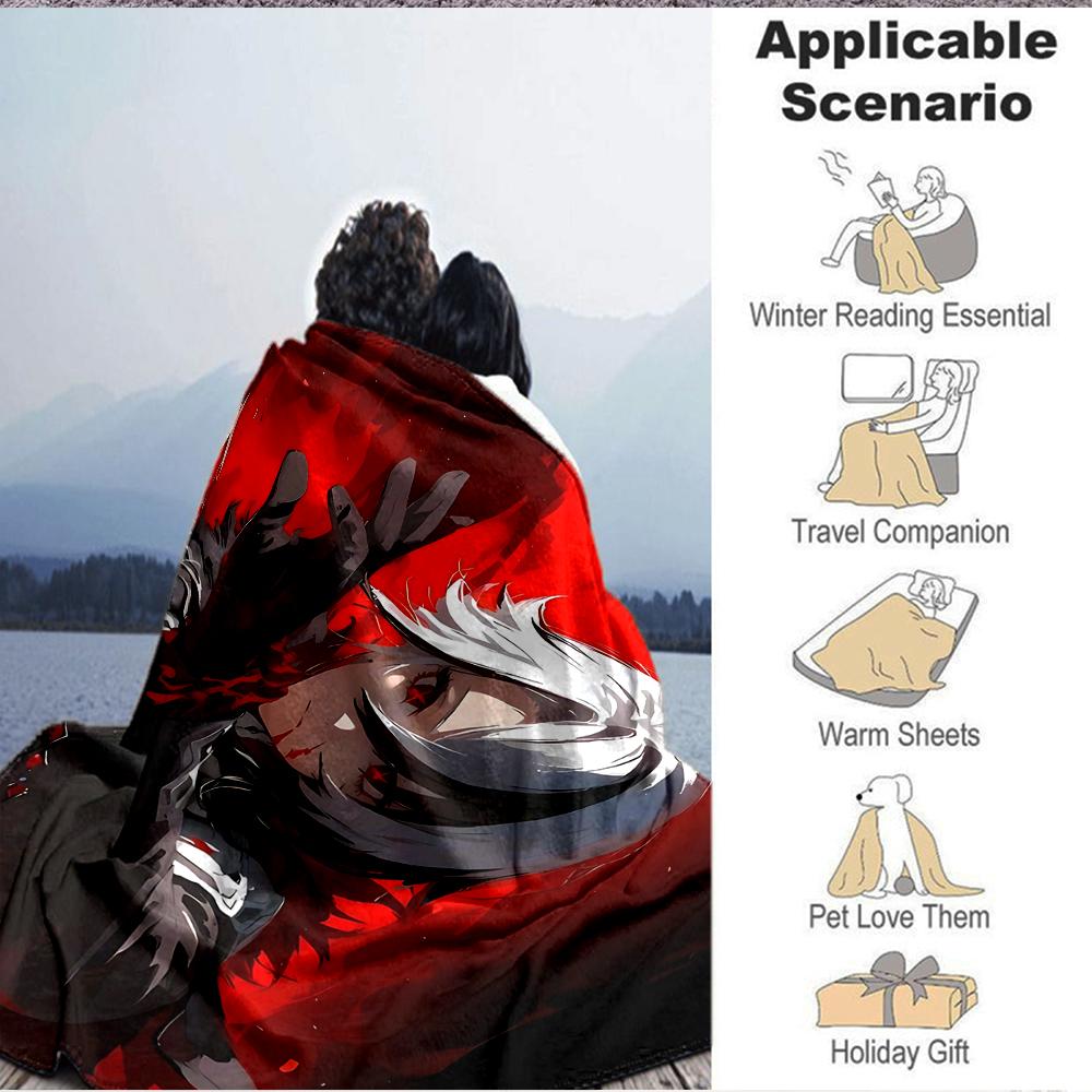 1Pc Dark Fantasy Warrior Flannel Blanket, Soft And Comfortable, Casual Warm, Camping Travel, Christmas, Halloween Xmas Gift S1200