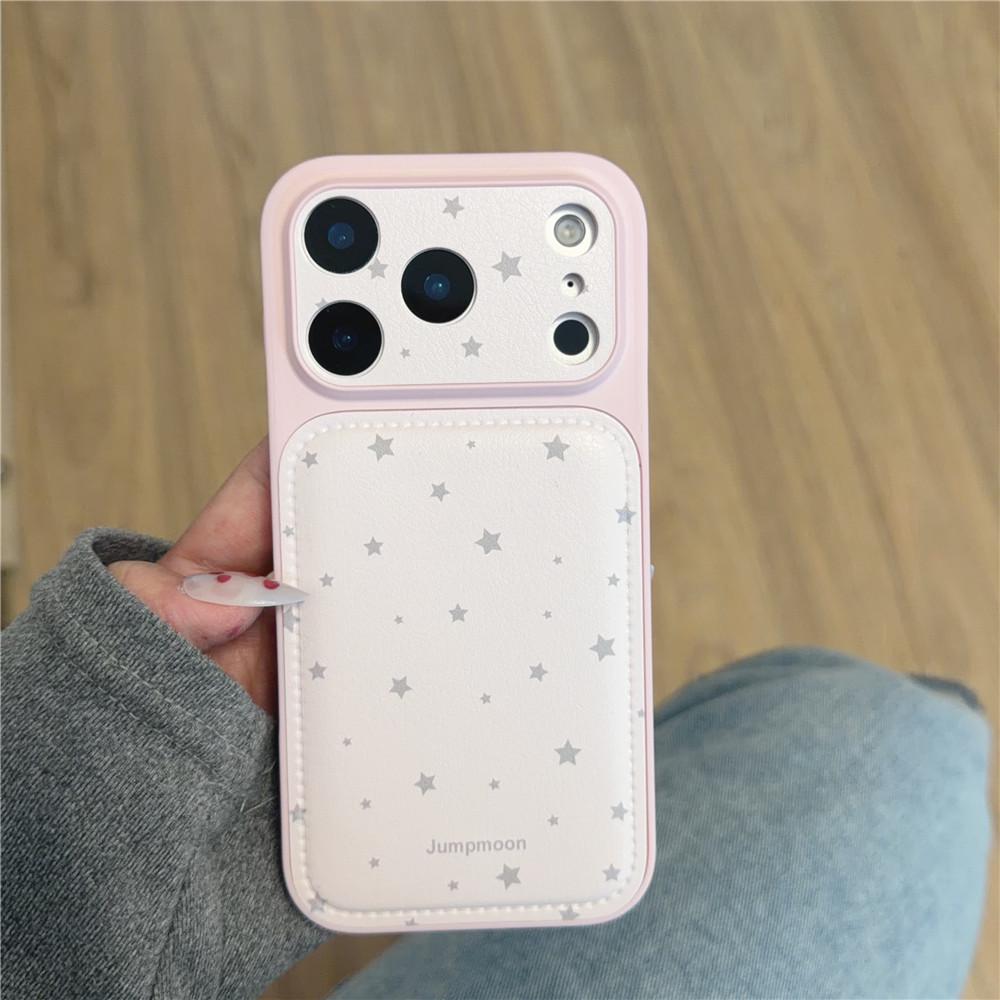 

Korean Style Leather Star-Pattern iPhone Case - Full Screen Coverage for Apple 17 Pro Max, 16, 15, and 14 Models 16 Pro