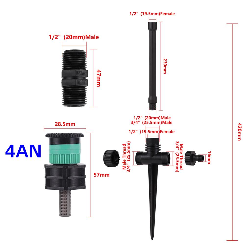 Garden Pop-up Watering Sprinkler 0~360 Degree Adjustable Scattering Nozzle 1/2" Thread Bracket Farm Lawn Crops Irrigation Tools