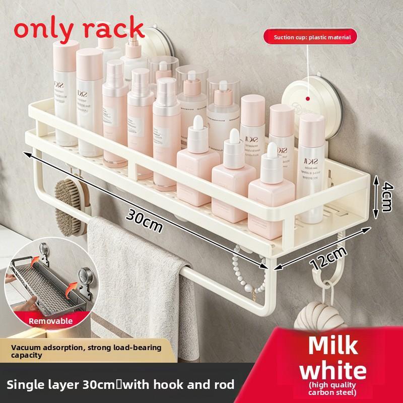 Wall Mount Suction Cup Towel Rack With Hooks For Bathroom Shower And Vanity Use