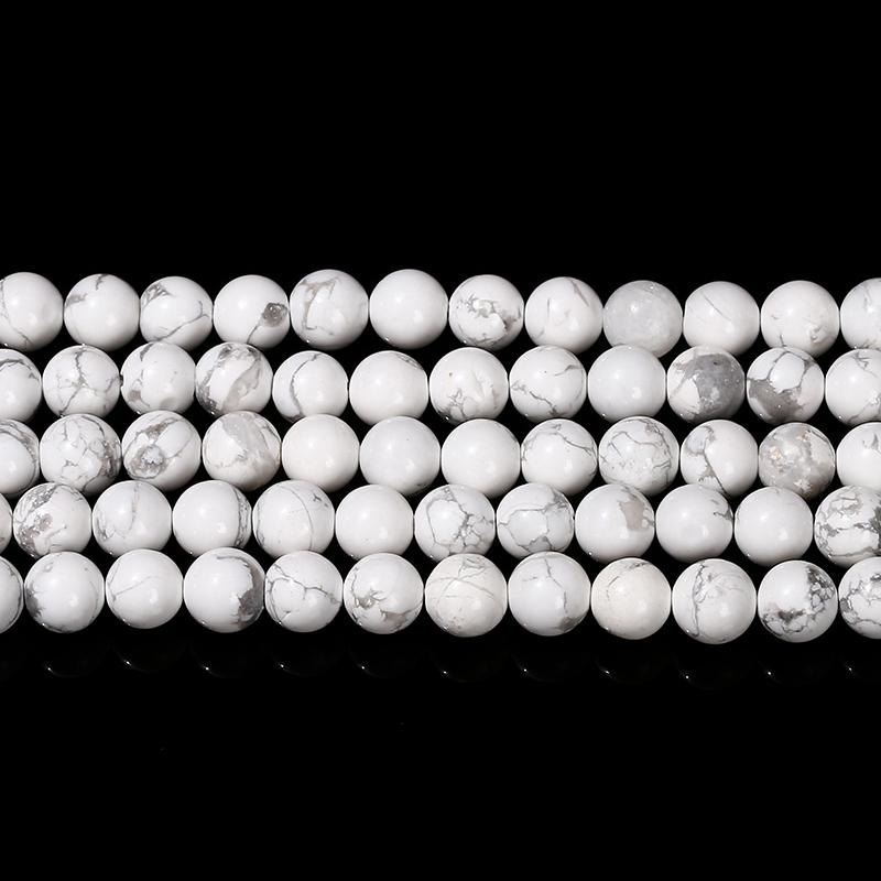 Natural Stone White Turquoise Beads Round Loose Spacer Howlite For Jewelry Making Handmade Bracelet Diy Necklace Accessory 15"