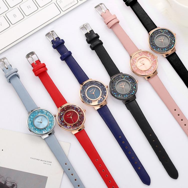 Dámské hodinky Neformální kožený řemínek Křišťálový ciferník Quartz náramkové hodinky