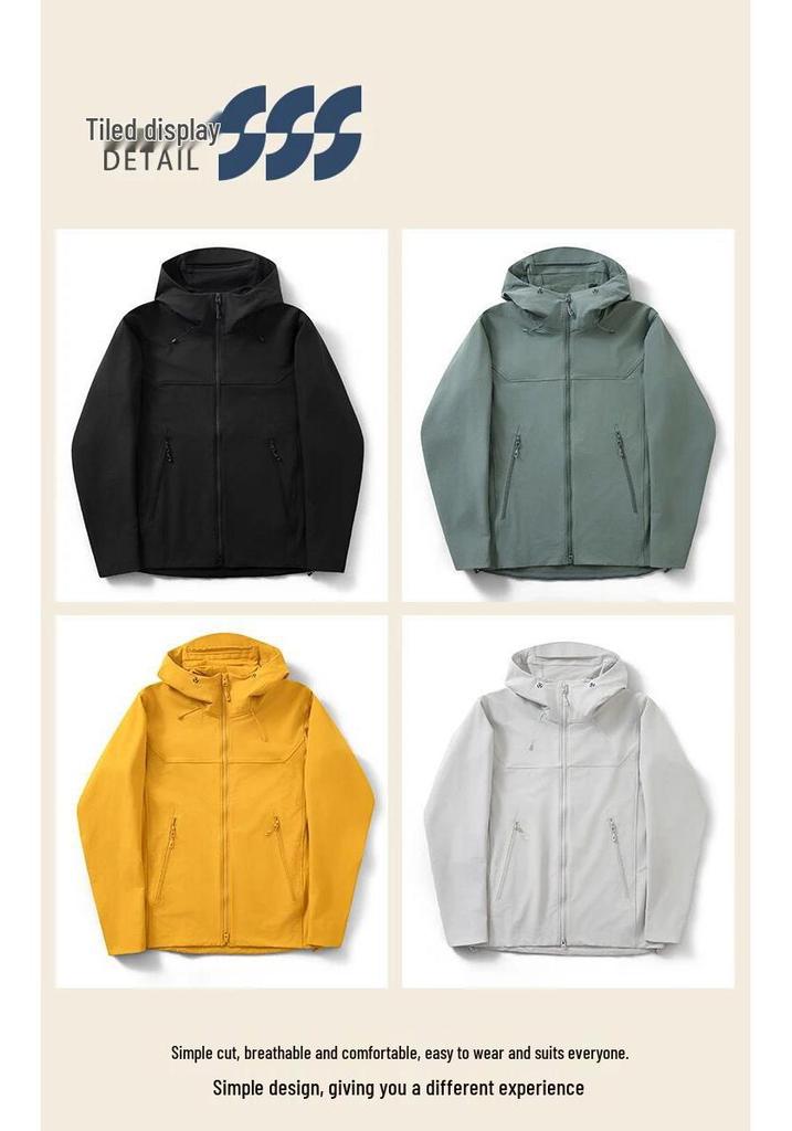 Spring Outdoor Windproof & Waterproof Hooded Couple's Hiking Jacket - Breathable & Comfortable for Casual Mountaineering
