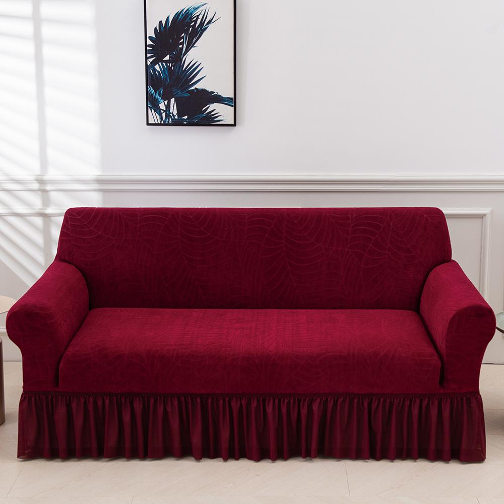Jacquard Sofa Slipcover with Skirt Stretch Sofa Cover for Living Room Couch Covers Easy Fitted Washable Furniture Protector 1pc