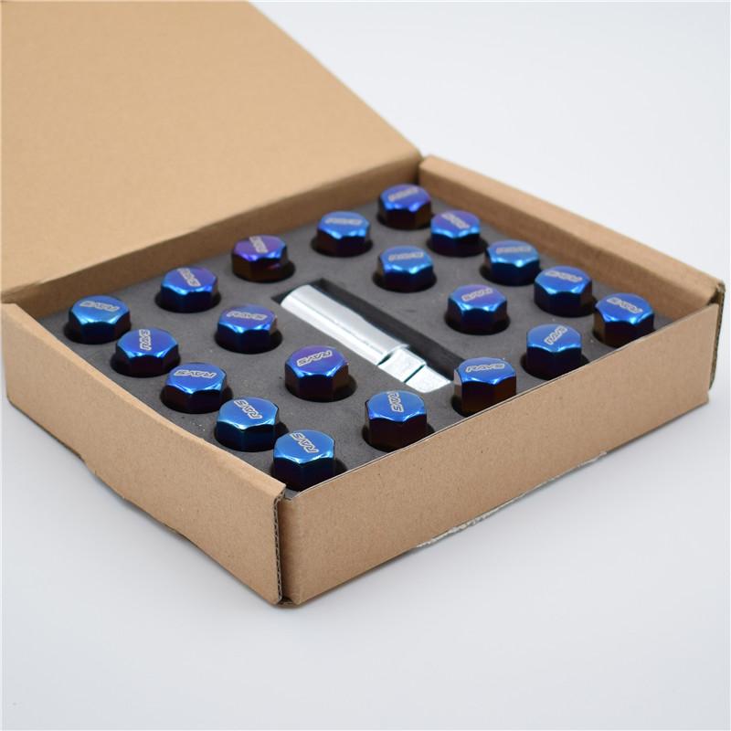 Rays Burnt Blue Steel Wheel Rims Lug Nuts 17HEX M12x1.5/M12x1.25