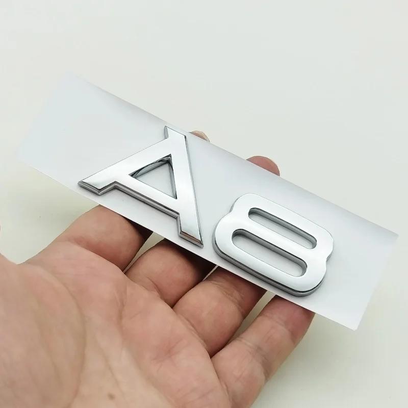 3D ABS Chrome Black Logo A1 A2 A3 A4 A5 A6 A7 A8 Emblem Car Rear Trunk Badge Sticker Decals for Audi Auto Decorative Accessories