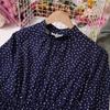 Women's New Waist Slimming Elegant Printed Long Sleeve Ruffled Chiffon Mid Length Dress