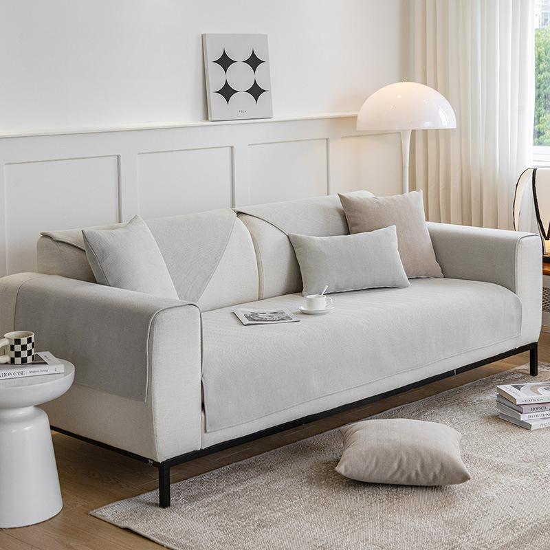 Neues Fischgrätenmuster Chenille Sofakissen Nordisches Sofakissen Universal Rutschfest Einfarbiges Sofakissen für Alle Jahreszeiten