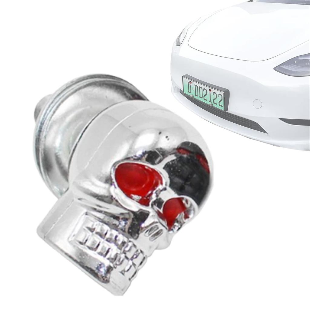 Skull Head Screw | Skull Red Eye Design for License Plate Bolts and Nuts
