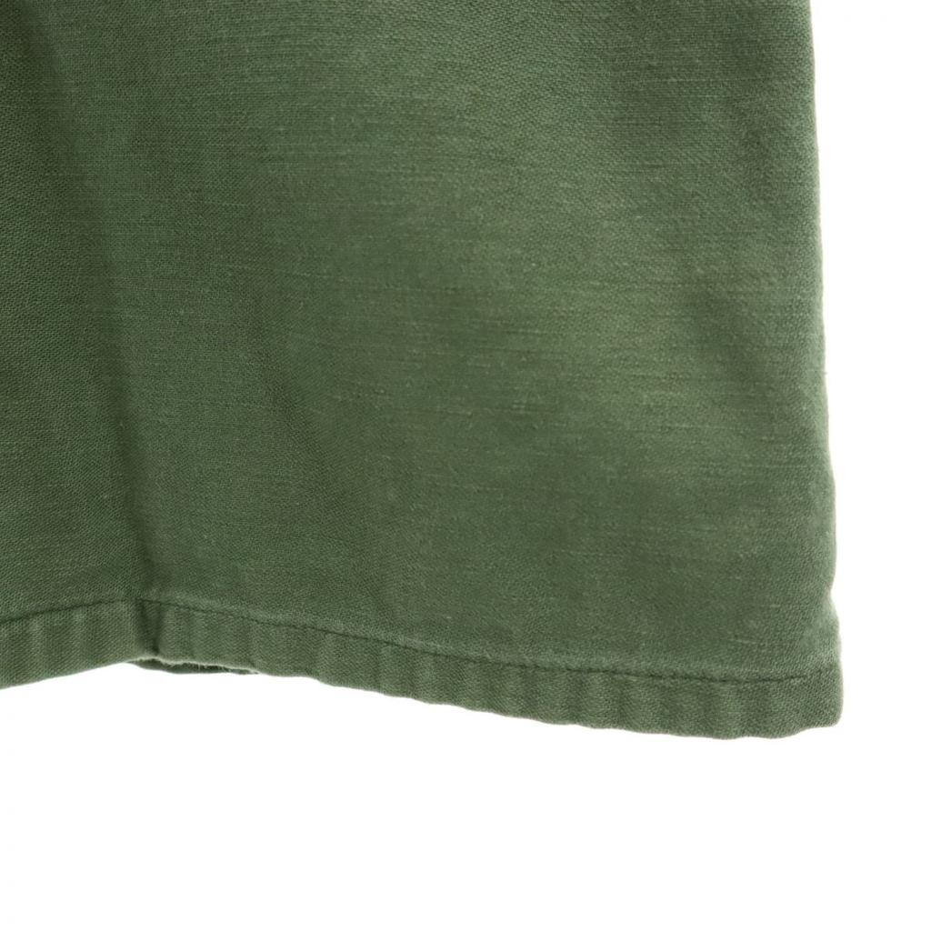 US ARMY 70s DSA Cotton Sateen Long Sleeve Military Shirt 14 1/2 Khaki Men's Used