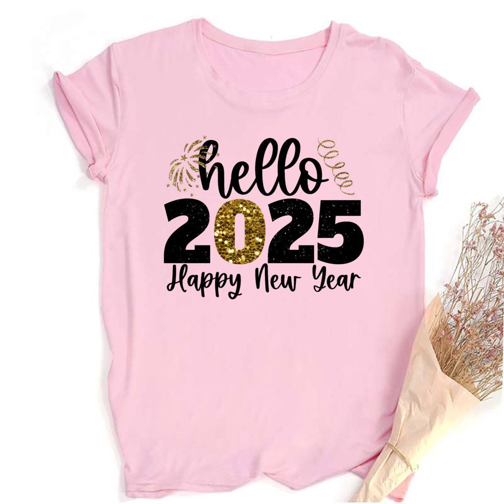 Dámské vánoční tričko s kulatým výstřihem Santa Claus, Velká velikost, Krátký rukáv, Vánoční edice pro Nový rok 2025