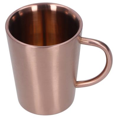 Cană de bere din oțel inoxidabil 304, 340 ml, cană de cafea și apă, cu mâner, pereți dubli, auriu-roz