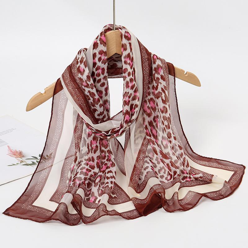 Print Chiffon Scarf Shawl Women Sunscreen Silk Scarf Turban Long Wrap Beach Travel Outdoor Accessories Trendy Headband