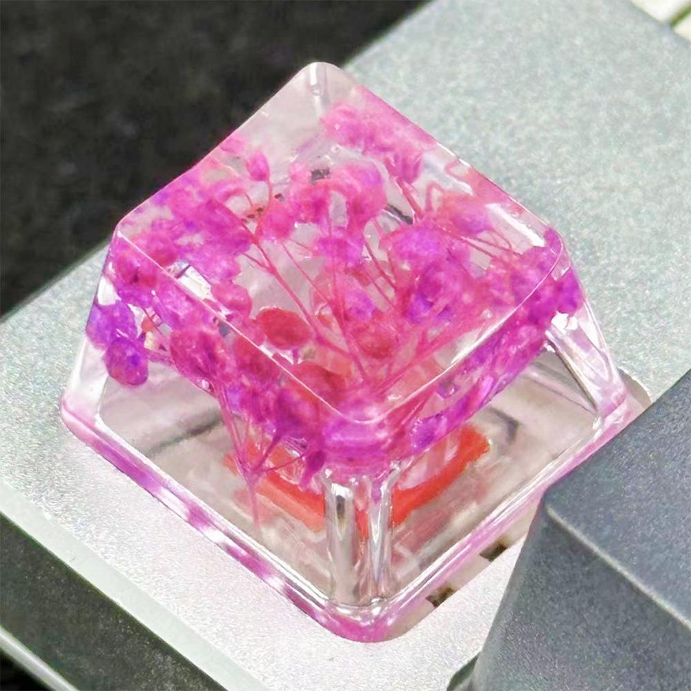 Keycap Fiore Secco in Resina Keycap Artigianale Novità Keycap Traslucidi Resina Epossidica DIY Keycap Traslucido per Tastiera Meccanica