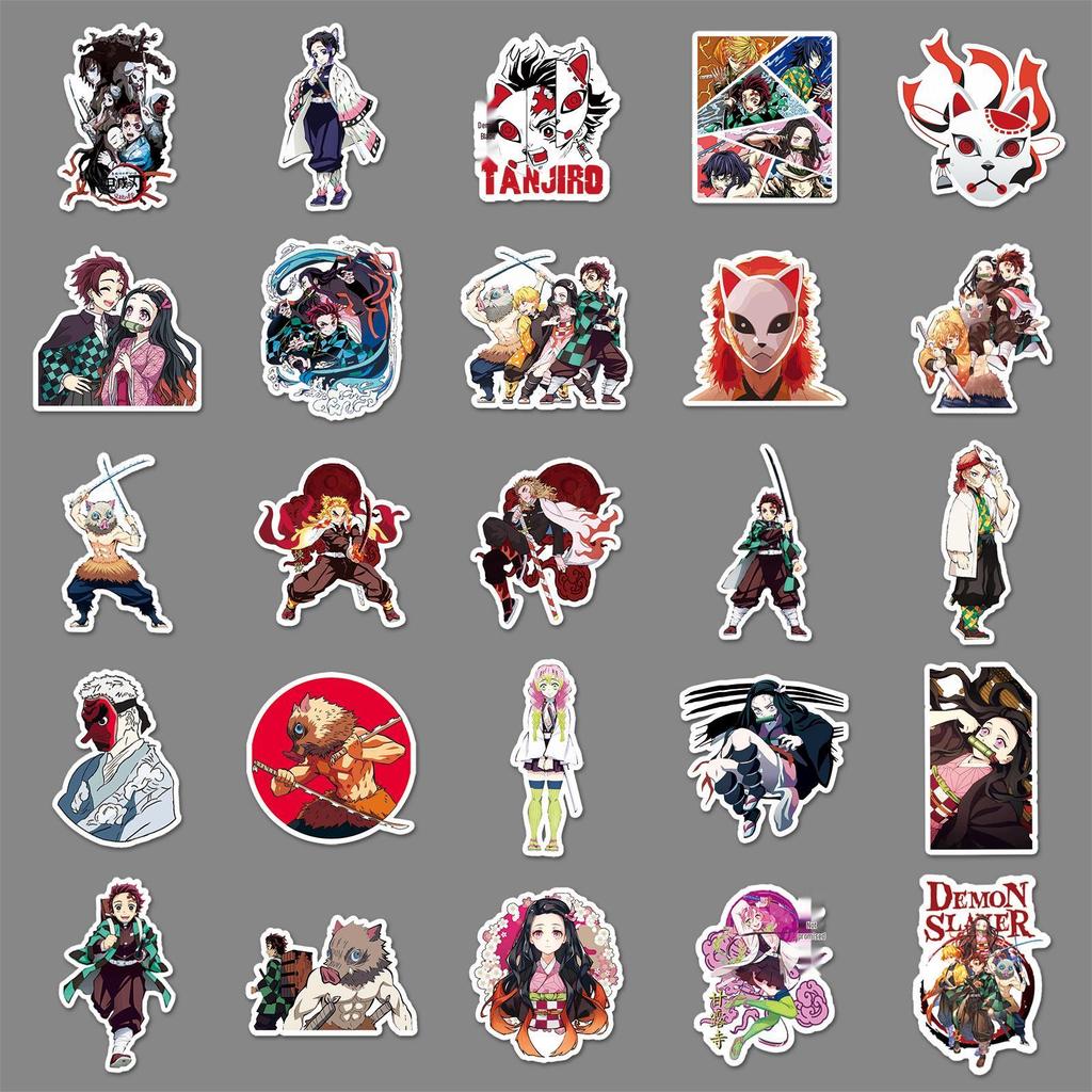 Demon Slayer Anime Graffiti Stickers Set - 100 PVC Stickers for DIY Skateboards & Luggage