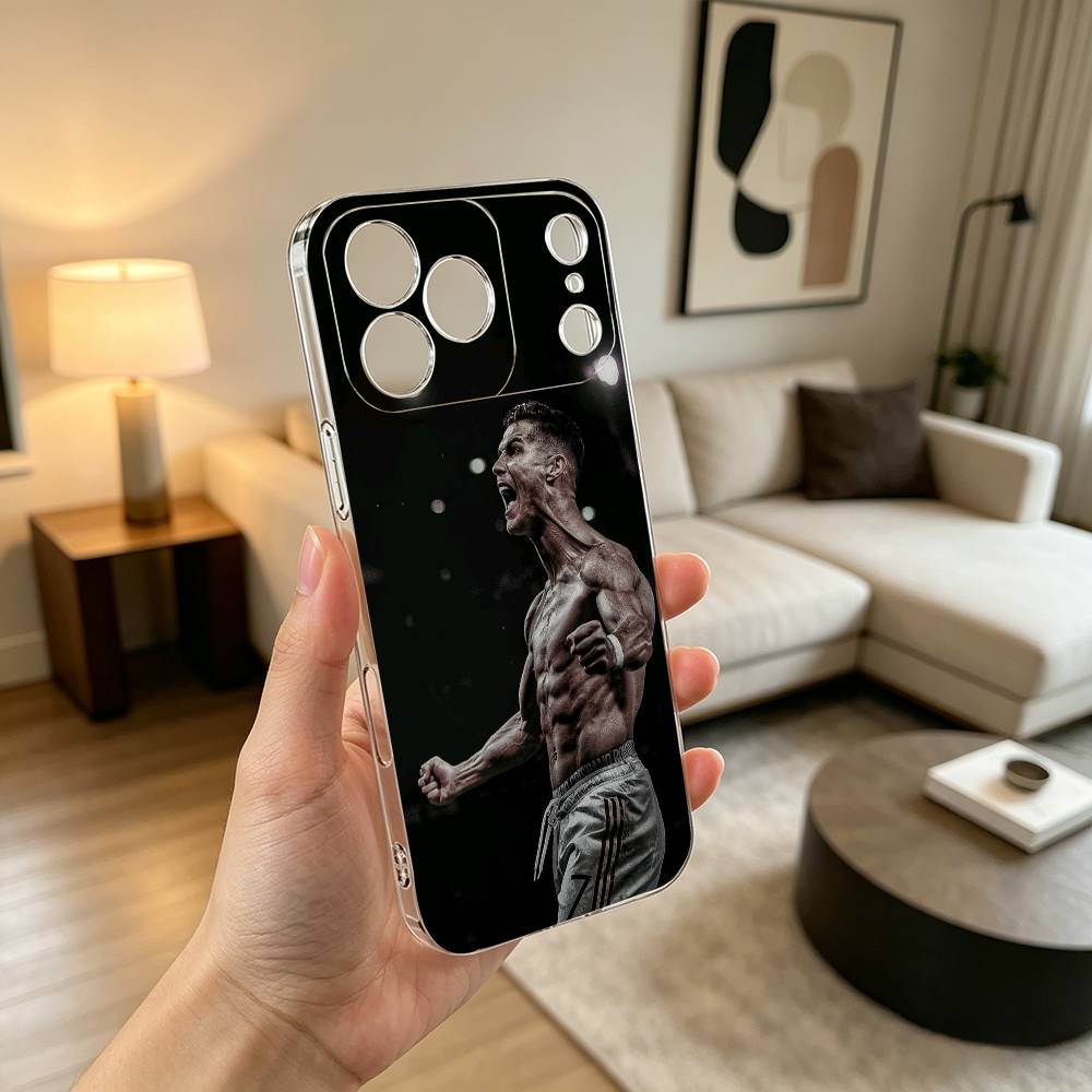 F-Football For CR7 R-onaldo 7 Phone Case For iPhone 17 16 15 14 13 12 11 Mini Pro Max Plus Transparent Cover
