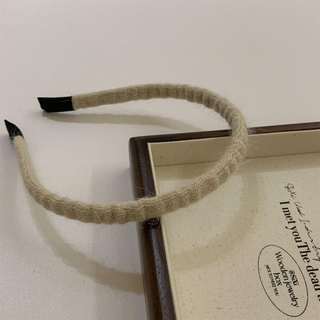 Korean Candy Color Wool Knitted Headband - Wrinkled, Thin Edge, Sweet & Versatile Design for Women