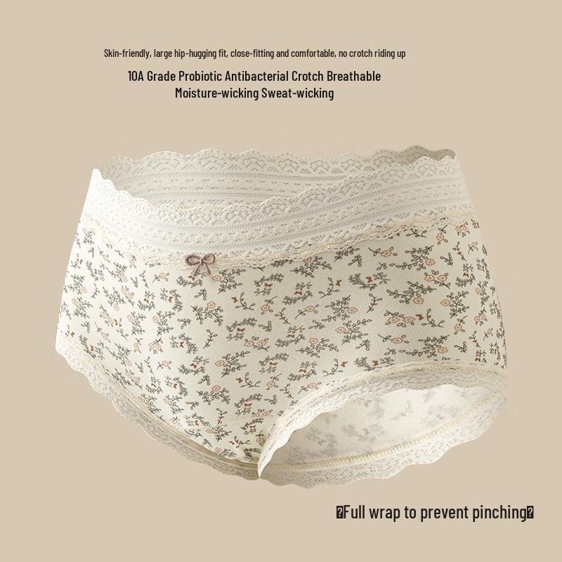 Langsha Women's 100% Cotton Antibacterial Mid-Waist Briefs 3-Pack