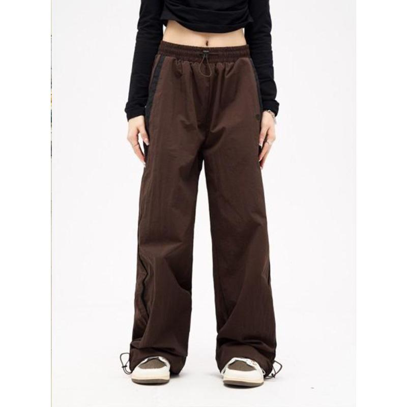 Damen Gerade Weitbein Hose Lässig Locker Hohe Taille Lange Hose