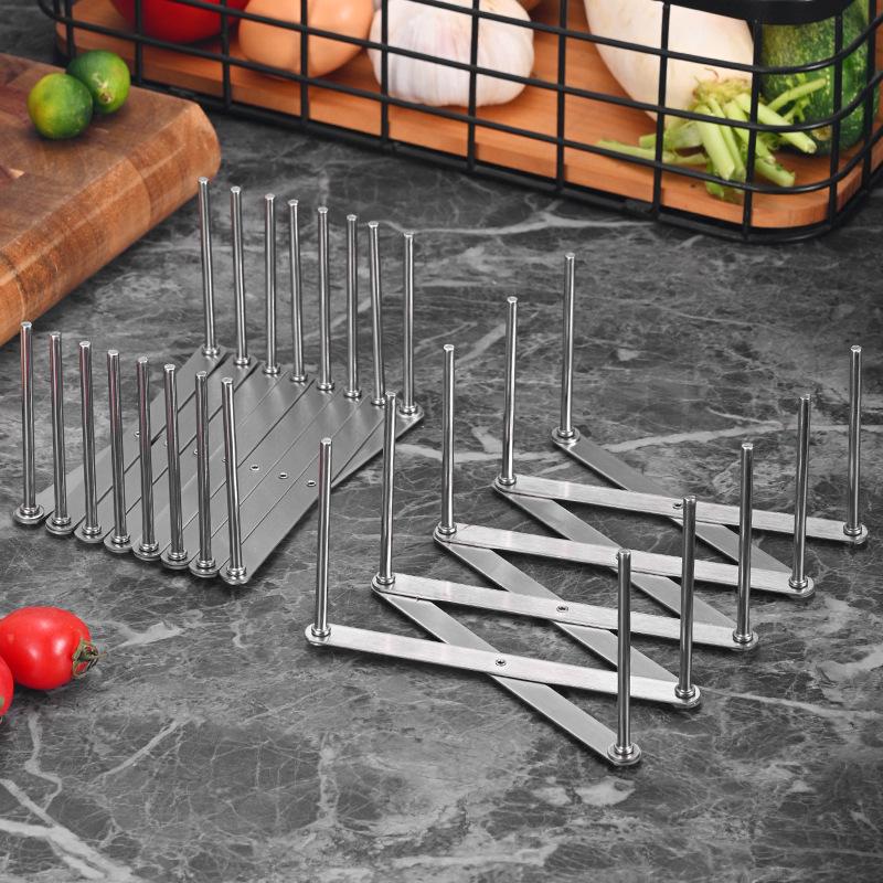 Stainless Steel Adjustable Multi-functional Dish and Bowl Rack for Kitchen.