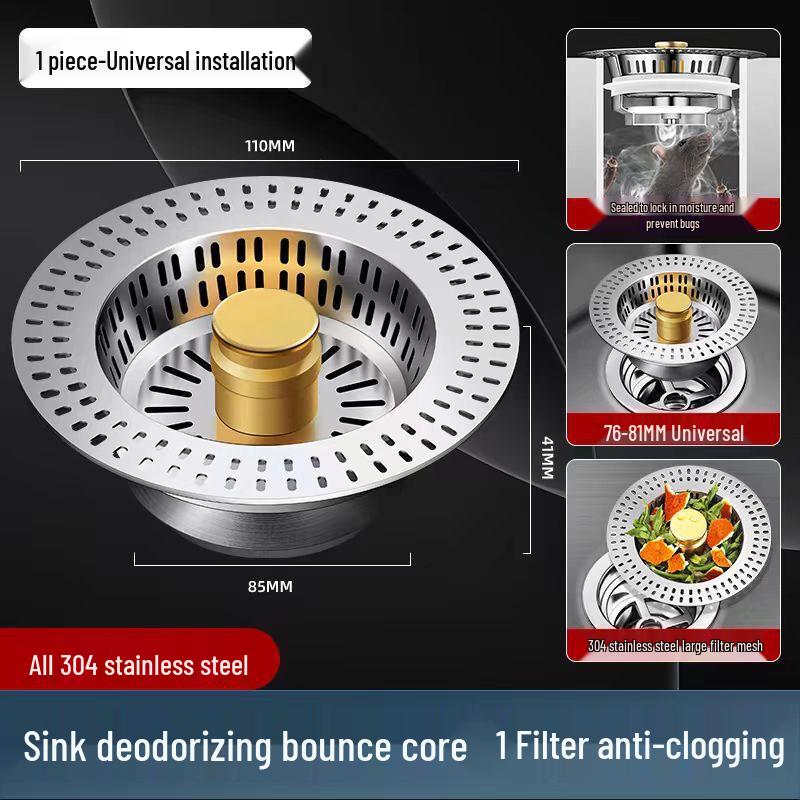 Kitchen Sink Pop-Up Drain Strainer