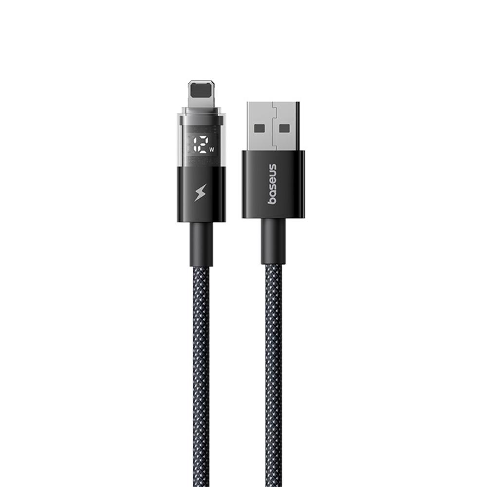 BASEUS USB to Lightning Cable 2.4A Fast Charging Data Cable Digital Display Transparent Port 1m Nylon Braided