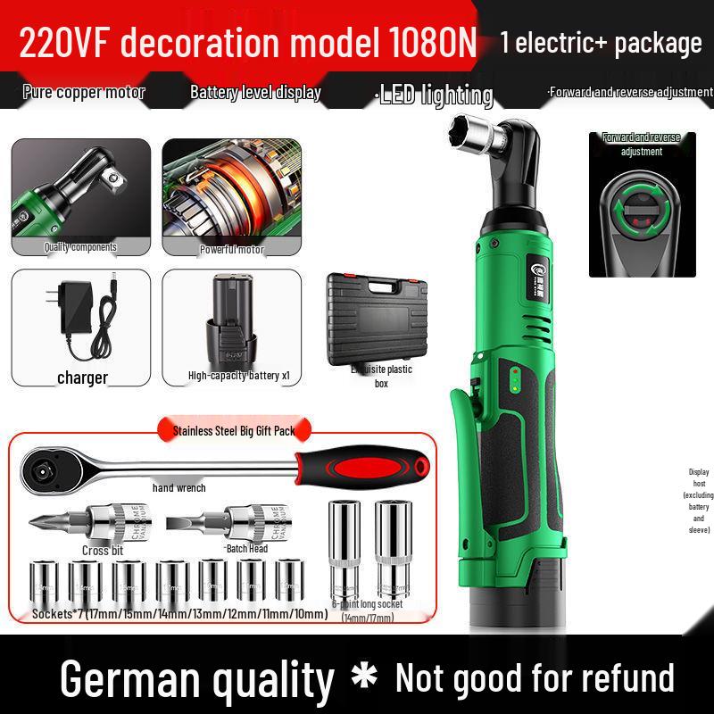 Перезаряжаемый 90° Высокомоментный Трещоточный Ключ для Авторемонта