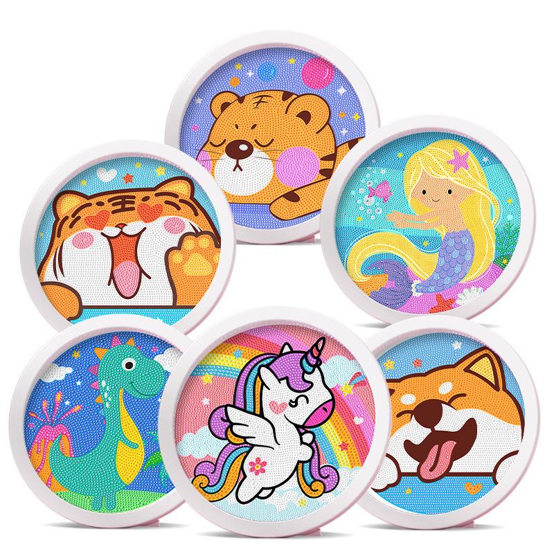 Round Frame Unicorn Diamond Painting Kit: Creative DIY Children's Handmade Sticker Art with Frame