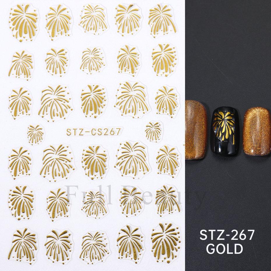 Nail Art Stickers, Japanese Romantic Laser Magic Gold And Silver Fireworks Bloom Adhesive Nail Stickers