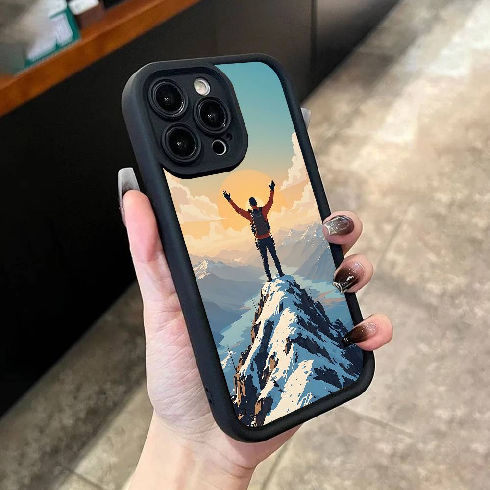 2026 Hikers Phone Case For iPhone 17,16,15,14,13,12,11,Pro,Max,Plus,X,XS,SE4,E,Mini Black Thickened border Case