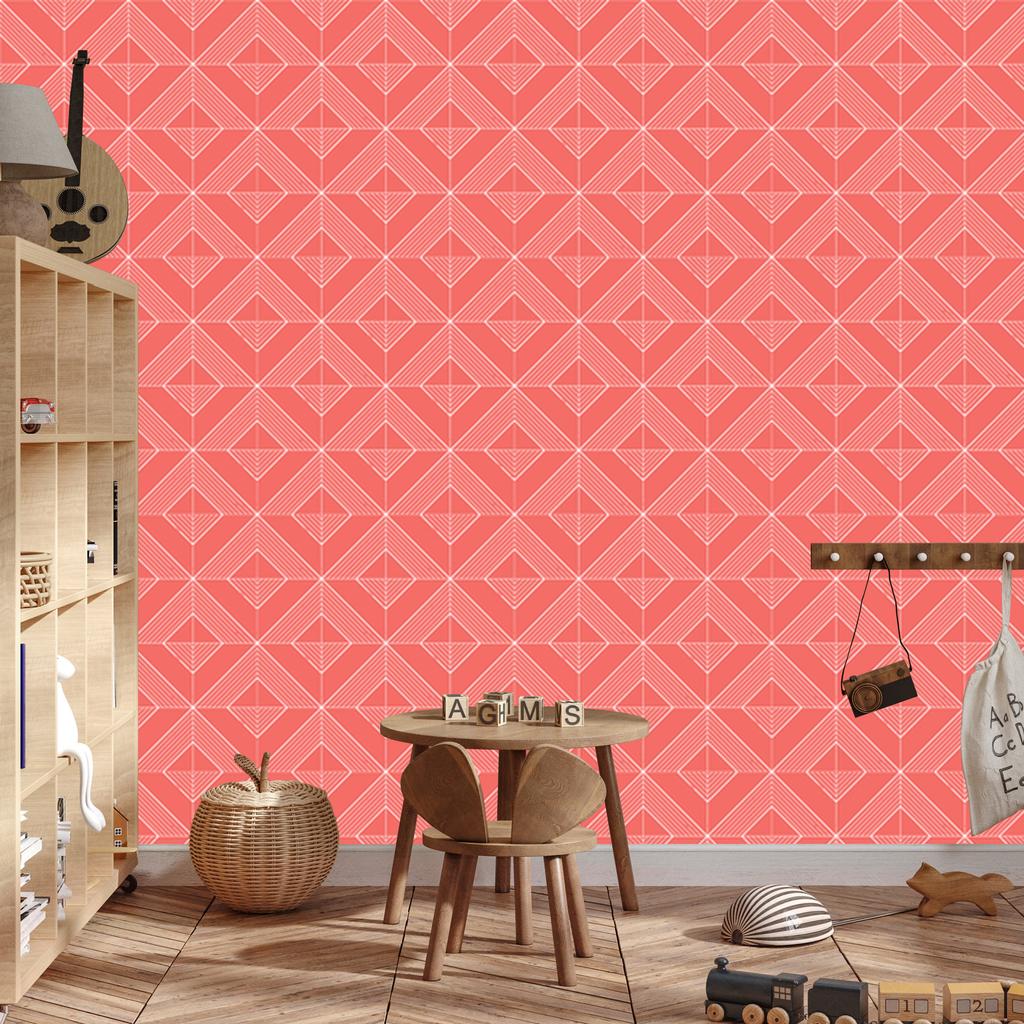 Geometric rhombus wallpaper coral, fine detail 50x1000