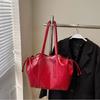 Large Capacity Women Shoulder Bag Fashion Versatile PU Leather Folded Drawstring Underarm Bag Texture Office Commuter Tote Bag CLE