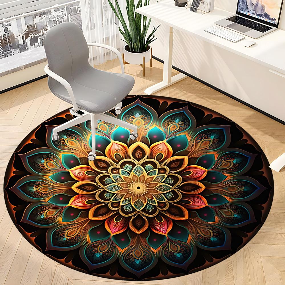 1pc Mandala Pattern Chair Carpet for Office, Non-slip, Soft and Durable Leisure Rug, Perfect for Office, Living Room yy251103136