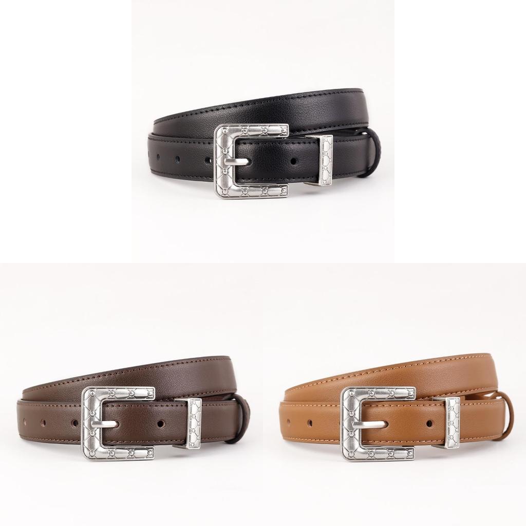 Genuine Leather Belt For Men With Silver Buckle Durable Twoply Cowhide For Casual And Formal Wear
