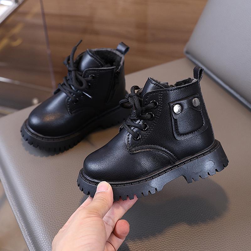 Kinder Herbst/Winter Baumwolle Martin Stiefel: Warme, stilvolle Schneestiefel mit Reißverschluss für Jungen und Mädchen.