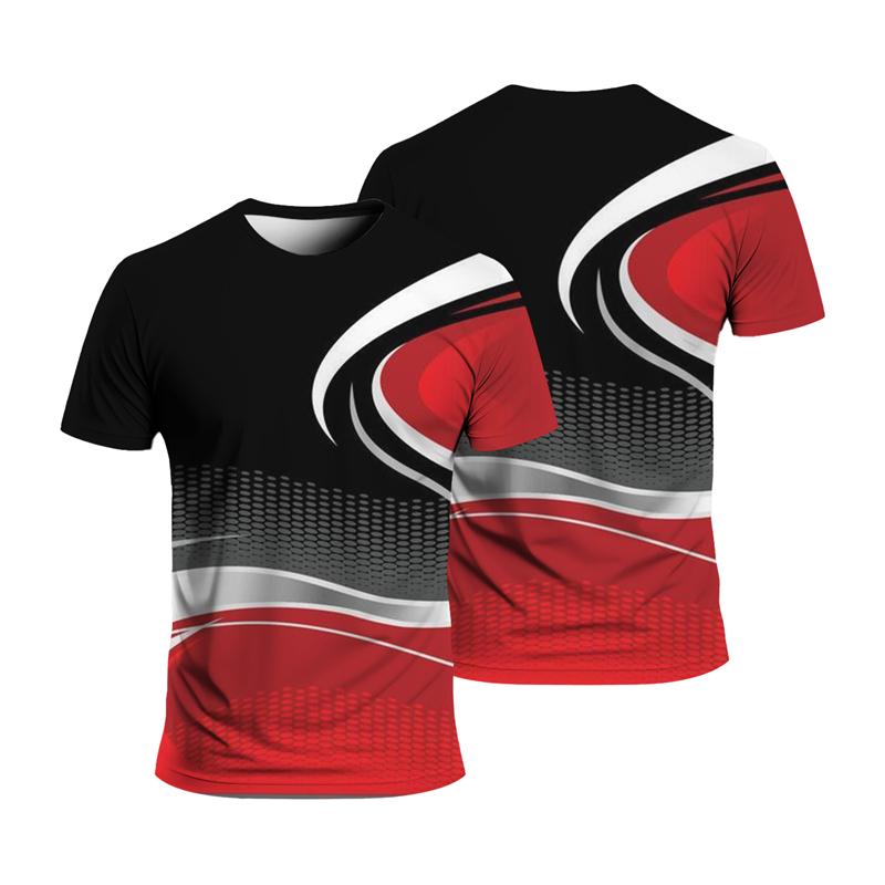 T-shirt Sportiva da Corsa Stampa 3D Fantasia a Strisce Per Uomo Bambini T-shirt 2024 Moda Estiva Traspirante Larga Magliette da Esterno