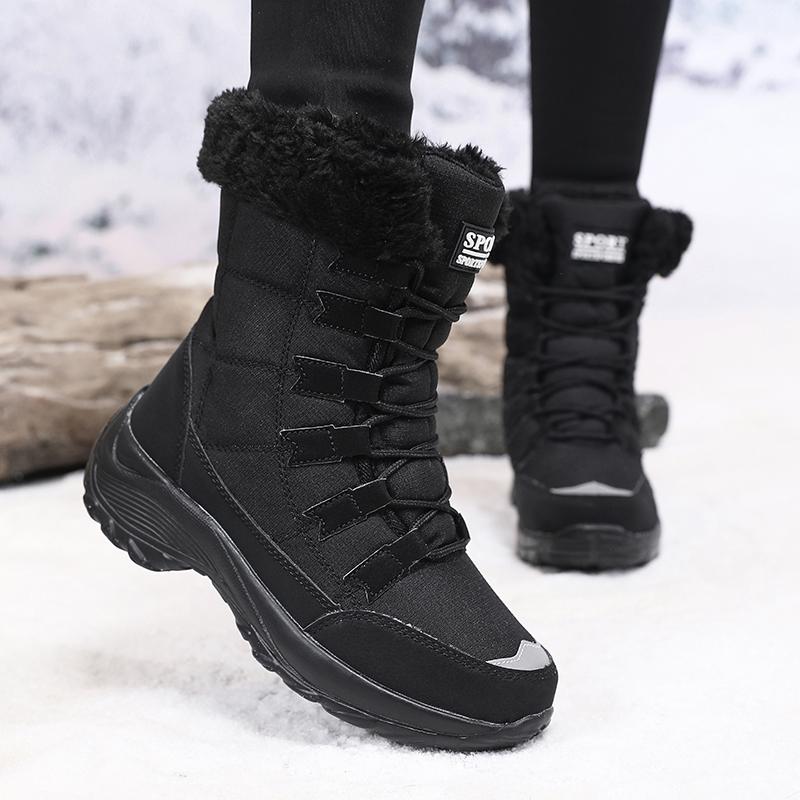 Fashion Women Shoes Winter Versatile High-quality Platform New Work Lace Up Snow Boots Outdoor Anti Slip Casual Warm Plush Cotton Shoes
