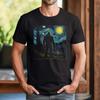 Bigfoot Starry Night Sasquatch Van Gogh Sky Painting Art T-Shirt