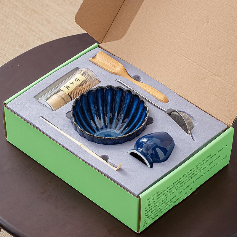 6Pcs/Set Ceramic Japanese Matcha Set Reusable Bamboo Matcha Whisk Scoop and Holder Matcha Bowl Home Tea-making Accessories New