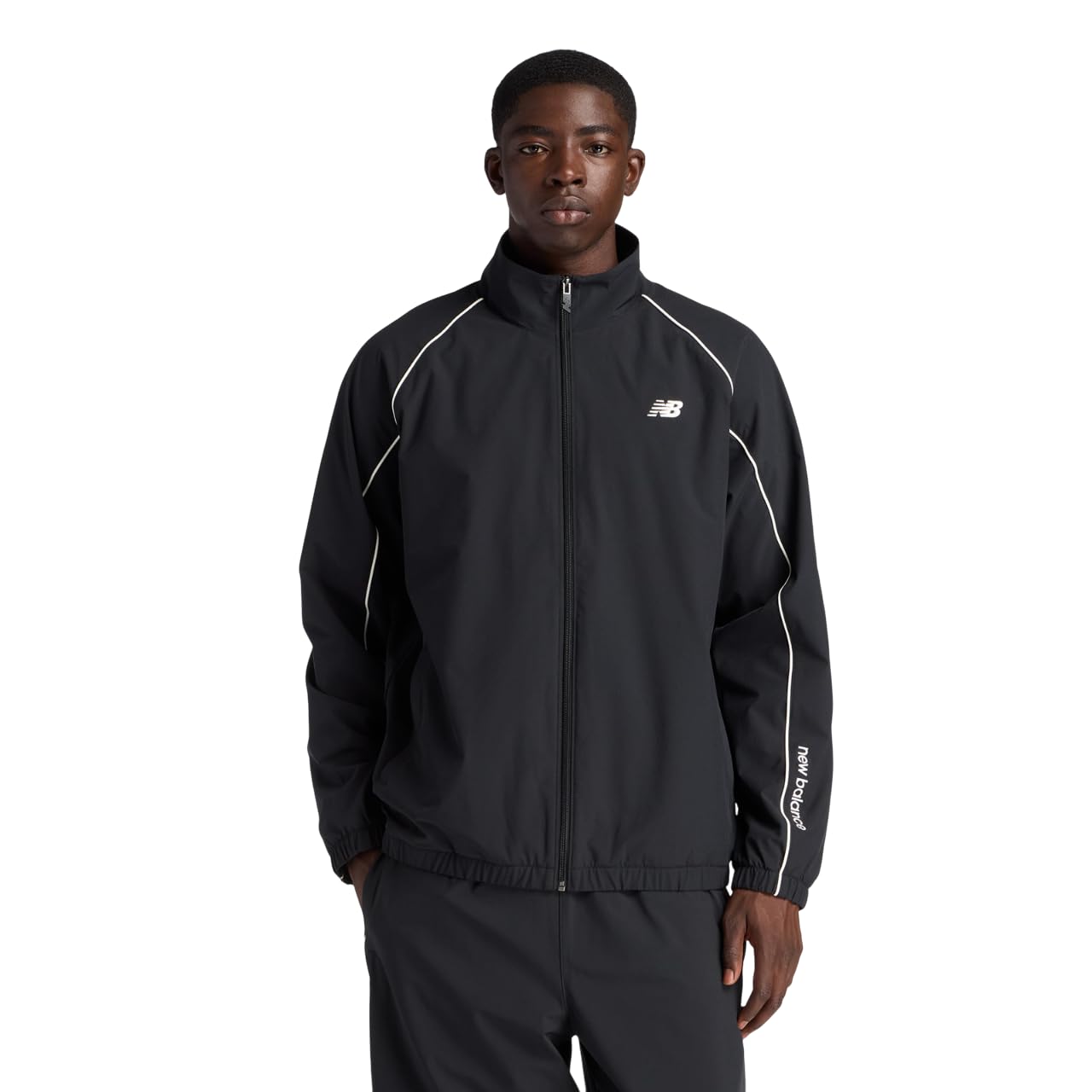 Тканая спортивная куртка New Balance с начесом из трикотажа, размер L, мужская (AMJ53171) Черный,