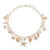 Bohemian Summer Beach Starfish Shell Necklace Seaside Vacation Imitation Pearl Collarbone Chain