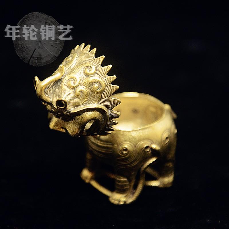 Brass Foo Dog Incense Burner Desktop Decor Handmade Ethnic Style Copper Aroma Diffuser Office Home